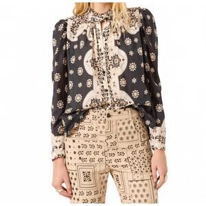 NEW ALIX OF BOHEMIA artemis bronco shirt in black bandana